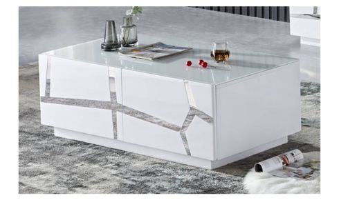 Crystal Coffee Table Silver Pattern