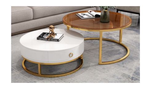 Madrid Coffee Table - Gold & White