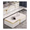 Diamond Coffee Table - White Gloss + Gold Trim