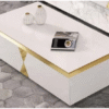 Diamond Coffee Table - White Gloss + Gold Trim