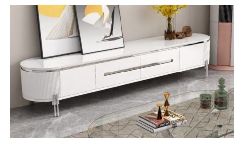 Untitled (490 x 290 px) - 2025-07-17T135622.373 Marble TV Stand - White Gloss + Silver Trim
