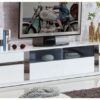 Java TV Stand - White & Silver Trim